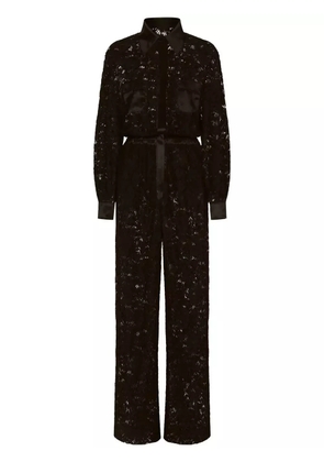 Dolce & Gabbana cordonetto-lace long-sleeve jumpsuit - Black