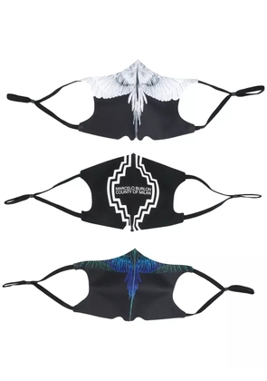 Marcelo Burlon County of Milan Wings print face masks (pack of 3) - Black