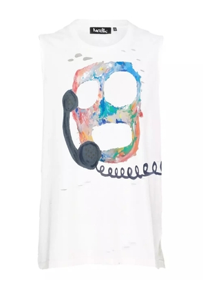 Haculla Call You Dealer skull-print top - White
