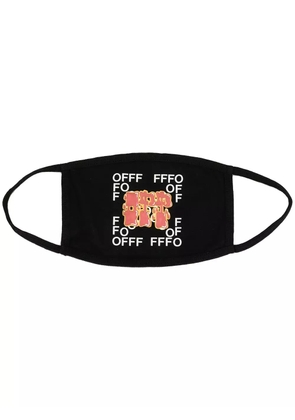 Off-White logo-print cotton face mask - Black