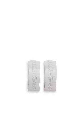 Dolce & Gabbana logo-engraved hoop earrings - Silver
