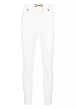 Elisabetta Franchi logo-embellished cropped trousers - White