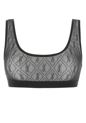 Saint Laurent rhinestone-logo bra - Black