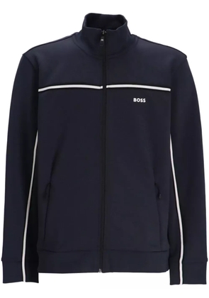 BOSS logo-print zip-up jacket - Blue