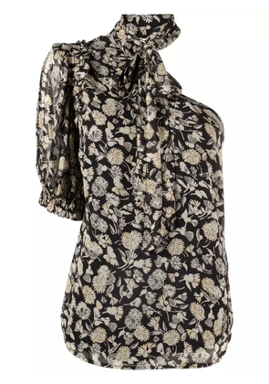 Polo Ralph Lauren floral-print one-shoulder blouse - Black