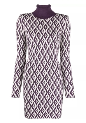 Elisabetta Franchi ikat-pattern knitted minidress - Purple