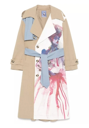 KidSuper painted-panel trench coat - Brown