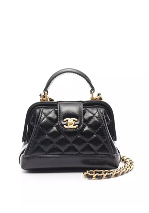 CHANEL Pre-Owned 2021-2024 Small Quilted Shiny Lambskin Cocodoc Top Handle Bag satchel - BLACK