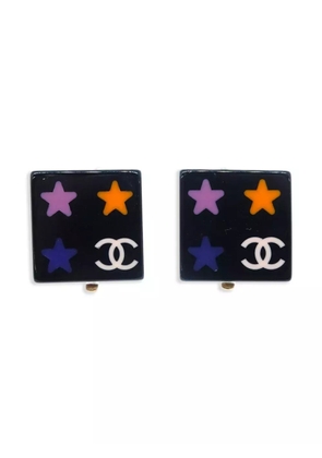 CHANEL Pre-Owned 2003 square clip-on earrings - Black