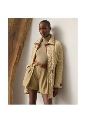 Saundra Lambskin-Trim Quilted Coat