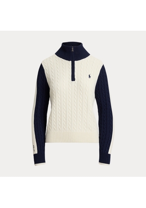 Panelled Cable-Knit Quarter-Zip