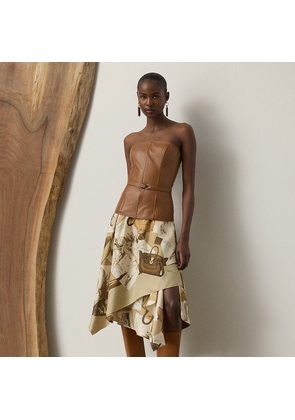 Glenn Diary-Print Silk Twill Skirt