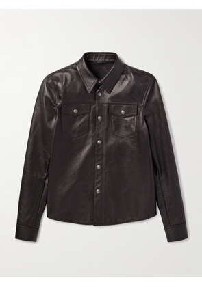 TOM FORD - Slim-Fit Leather Shirt Jacket - Men - Brown - IT 46