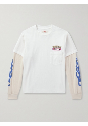 Cherry Los Angeles - Bonneville Logo-Print Layered Cotton-Jersey and Waffle-Knit T-Shirt - Men - White - XS