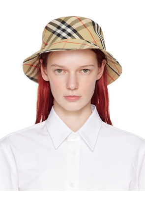 Burberry Beige Check Cotton Blend Bucket Hat