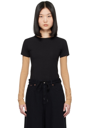 MM6 Maison Margiela Black & Beige Layered Long Sleeve T-Shirt