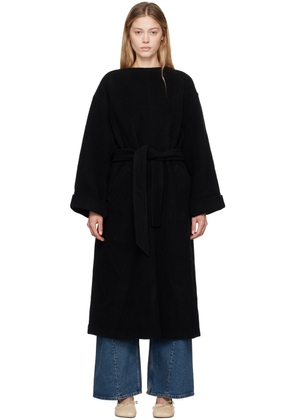 MM6 Maison Margiela Black Belted Wool Maxi Dress