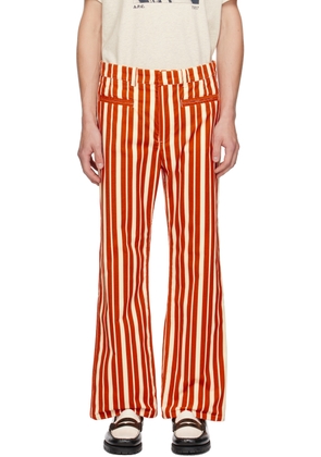 A. P.C. Orange & Off-White Tame Impala Edition Striped Trousers