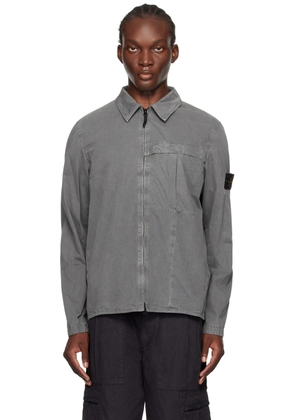 Stone Island Gray Garment-Dyed Shirt