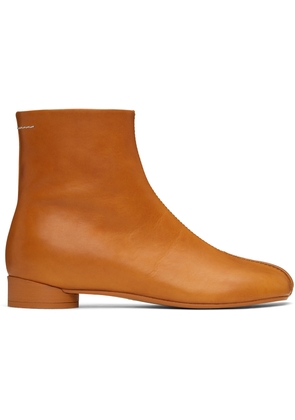 MM6 Maison Margiela Tan Pinched Seam Ankle Boots
