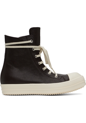 Rick Owens Brown Hollywood Waxy Goat Leather Sneakers