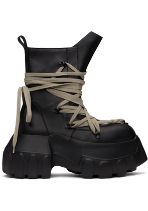Rick Owens Black Hollywood Megalace Mega Tractor Boots