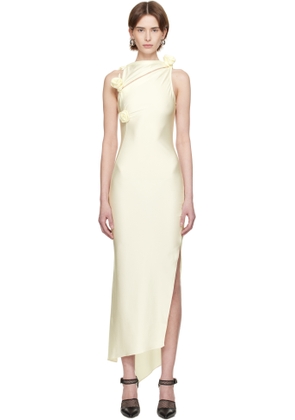 Coperni Off-White Asymmetric Flower Gown Maxi Dress