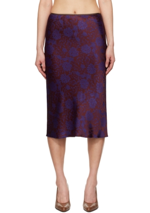 Dries Van Noten Burgundy & Purple Damask Midi Skirt