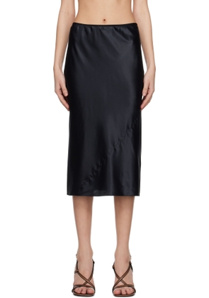 Dries Van Noten Black Silk Midi Skirt