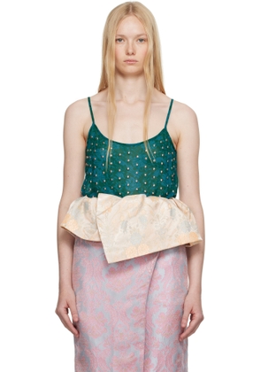 Dries Van Noten Blue & Green Embellished Tank Top