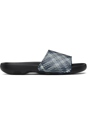 Burberry Black & Off-White Check Dive Slides