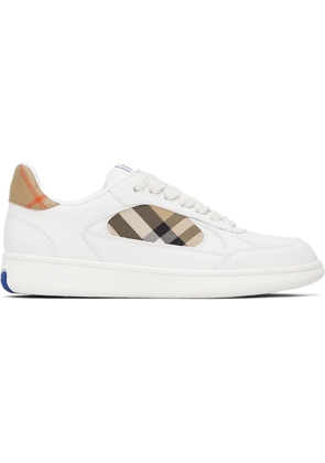 Burberry White Leather & Check Terrace Sneakers​