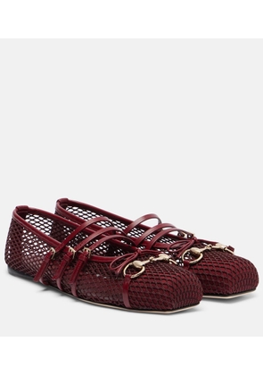 Gucci Horsebit mesh and leather ballet flats