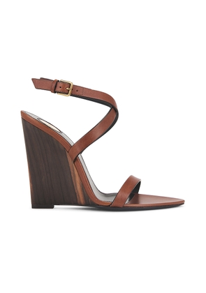 Saint Laurent Wedge Sandal in Bruciato - Brown. Size 38 (also in ).