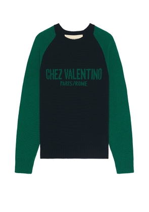 Valentino Sweater in Ultramarine Dark Blue & Darkwood - Navy,Green. Size M (also in S, XL/1X).