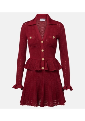 Self-Portrait Pointelle peplum minidress