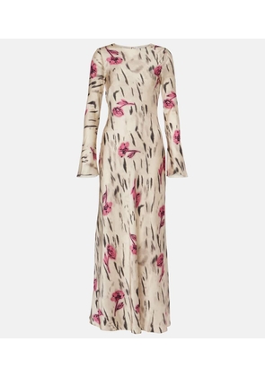 Ganni Floral open-back satin maxi dress