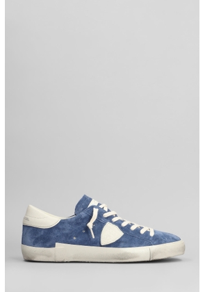 Philippe Model Prsx Low Sneakers In Blue Suede