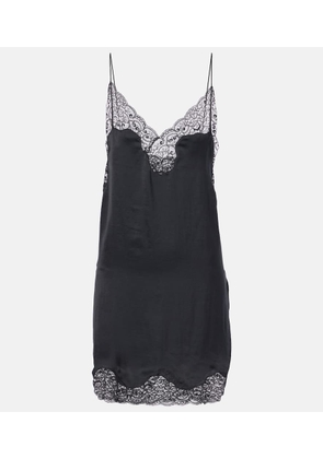 Saint Laurent Lace-trimmed satin slip dress