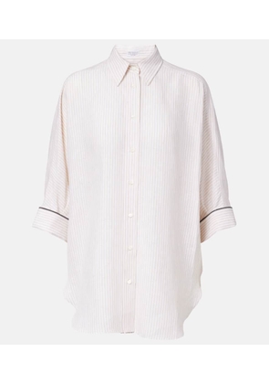 Brunello Cucinelli Monili striped oversized linen shirt