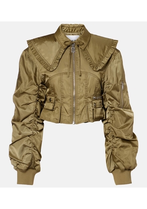 Ganni Cropped ruched bomber jacket