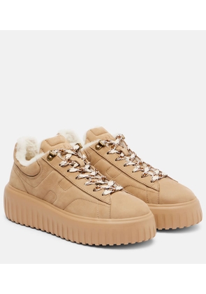 Hogan H-Stripes shearling-lined suede sneakers