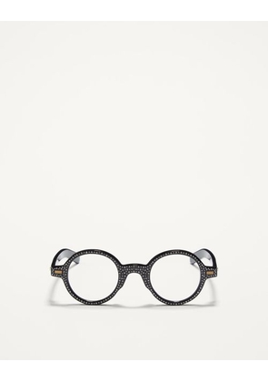 Valentino Bizarre Circle Glasses with Crystals in Acetate unisex BLACK/CRYSTAL 43