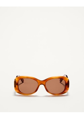 Valentino Rectangular 70s Acetate Glasses unisex BEIGE/BROWN 53