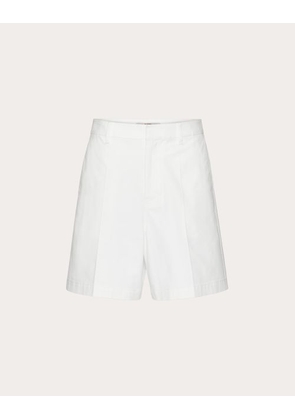 Valentino STRETCH COTTON CANVAS SHORTS WITH RUBBERIZED V-DETAIL Man IVORY 48