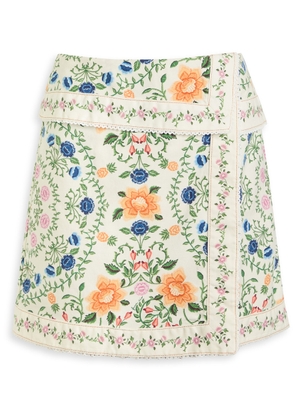 Farm Rio Folk Floral-print Cotton Mini Skirt - Multicoloured - 26 (W26 / UK8 / S)