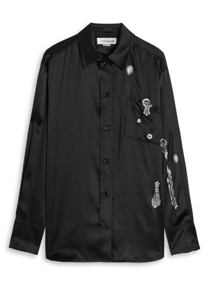 Victoria Beckham Printed Silk Pyjama Shirt - Black - 10 (UK10 / S)