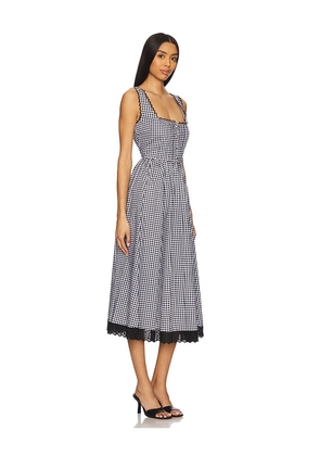 CAROLINE CONSTAS Alanna Apron Midi Dress in Black. Size L. Also in M, S.