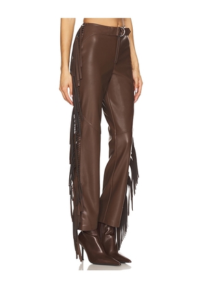 Camila Coelho Iza Faux Leather Pant in Chocolate. Size L. Also in M, XS.