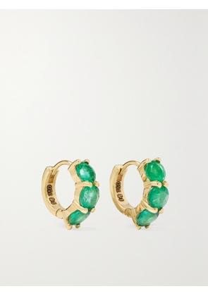 Ileana Makri - 18-karat Gold Emerald Hoop Earrings - Green - One size